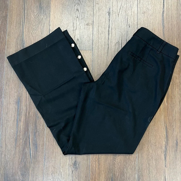 White House black market Black Button-Trim Flare “the slim flare” pant SZ 12L - Picture 2 of 11